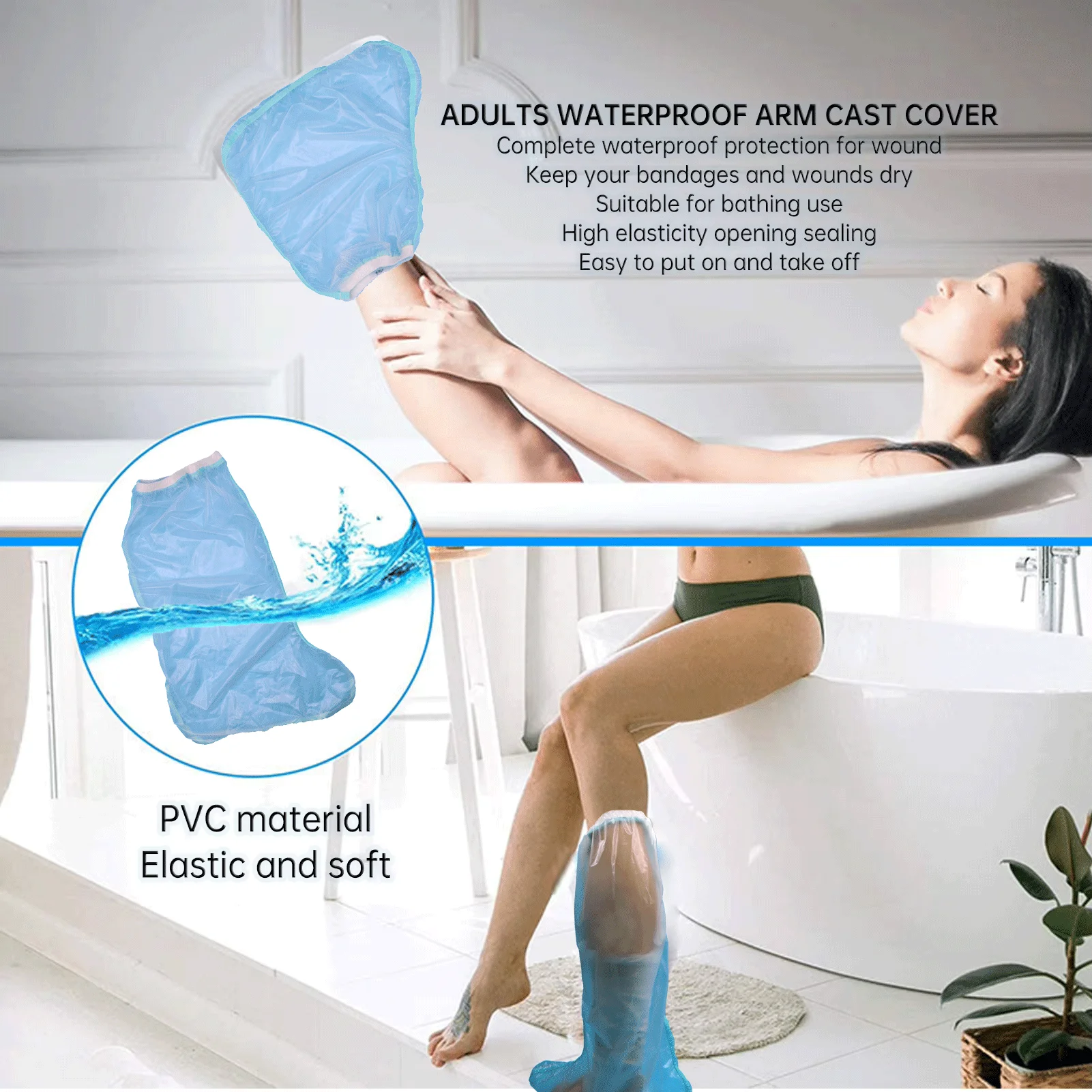 2pcs Waterproof Foot Cast Cover Reusable Elastic Ankle Wound Protector for Adults Postoperative Reusable Ankle Wound Protector
2pcs Waterproof Foot Cast Cover Reusable Elastic Ankle Wound Protector for Adults Postoperative Reusable Ankle Wound Protector