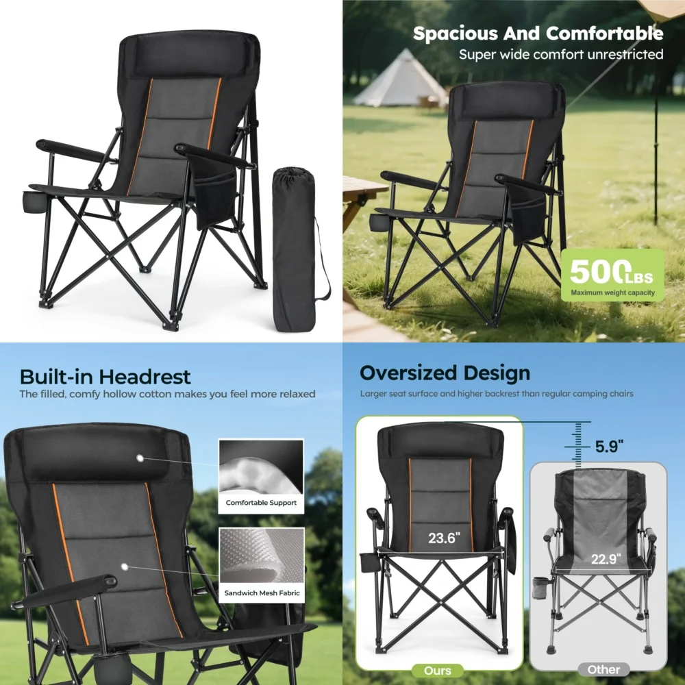 camping chairOversized Heavy Duty Camping Chair with High Back Support Foldable Outdoor Chair for Adults Extra Strong 500lb
camping chairOversized Heavy Duty Camping Chair with High Back Support Foldable Outdoor Chair for Adults Extra Strong 500lb