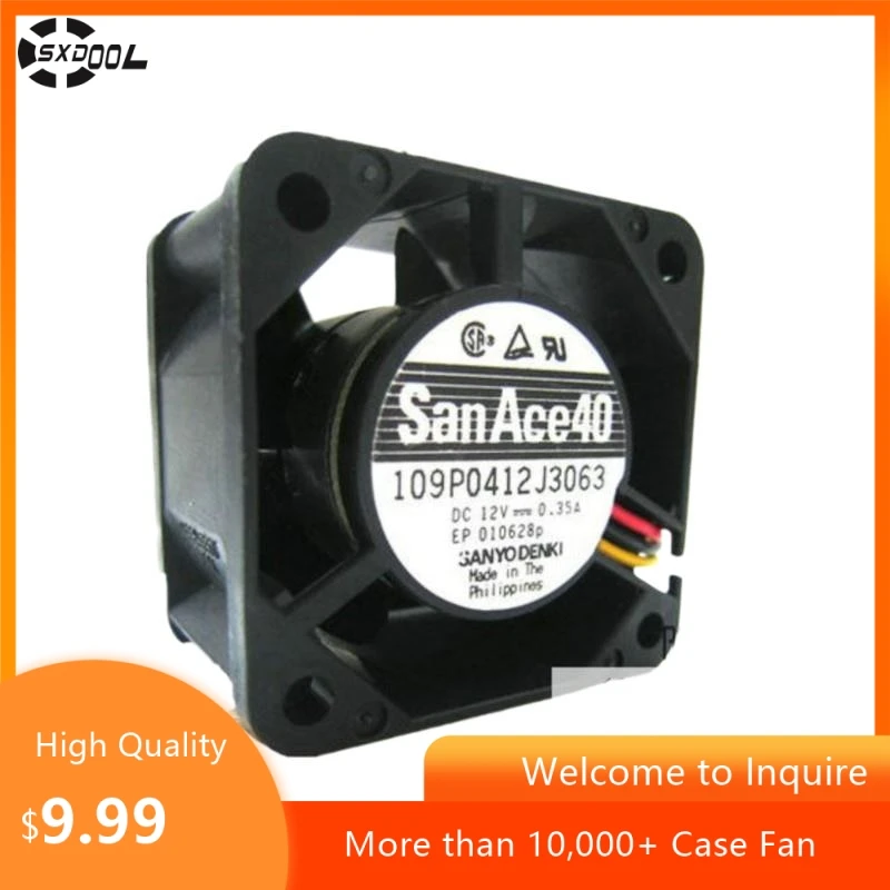 109P0412J3063 for Sanyo San Ace 40 40MM x 28MM 12V Fan: 0.35A (10000RPM) Dual Ball Bearing High-Speed Server/Booster Cooling
109P0412J3063 for Sanyo San Ace 40 40MM x 28MM 12V Fan: 0.35A (10000RPM) Dual Ball Bearing High-Speed Server/Booster Cooling