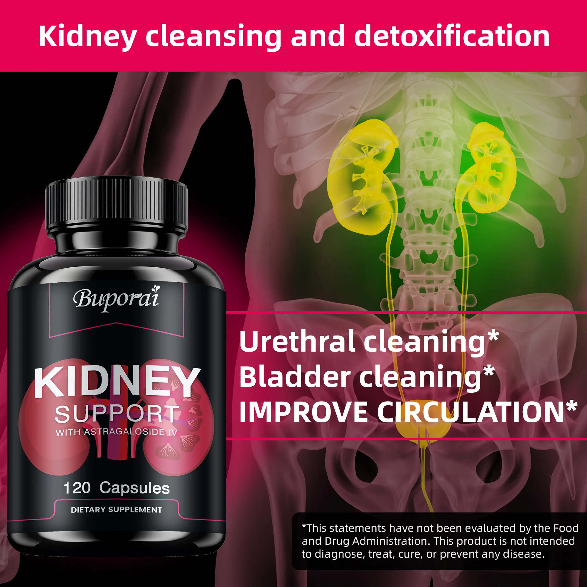 Kidney Support - Kidney Cleansing, Detoxification and Restoration, Prevent Urinary Tract Infections, Clean the Urethra
Kidney Support - Kidney Cleansing, Detoxification and Restoration, Prevent Urinary Tract Infections, Clean the Urethra