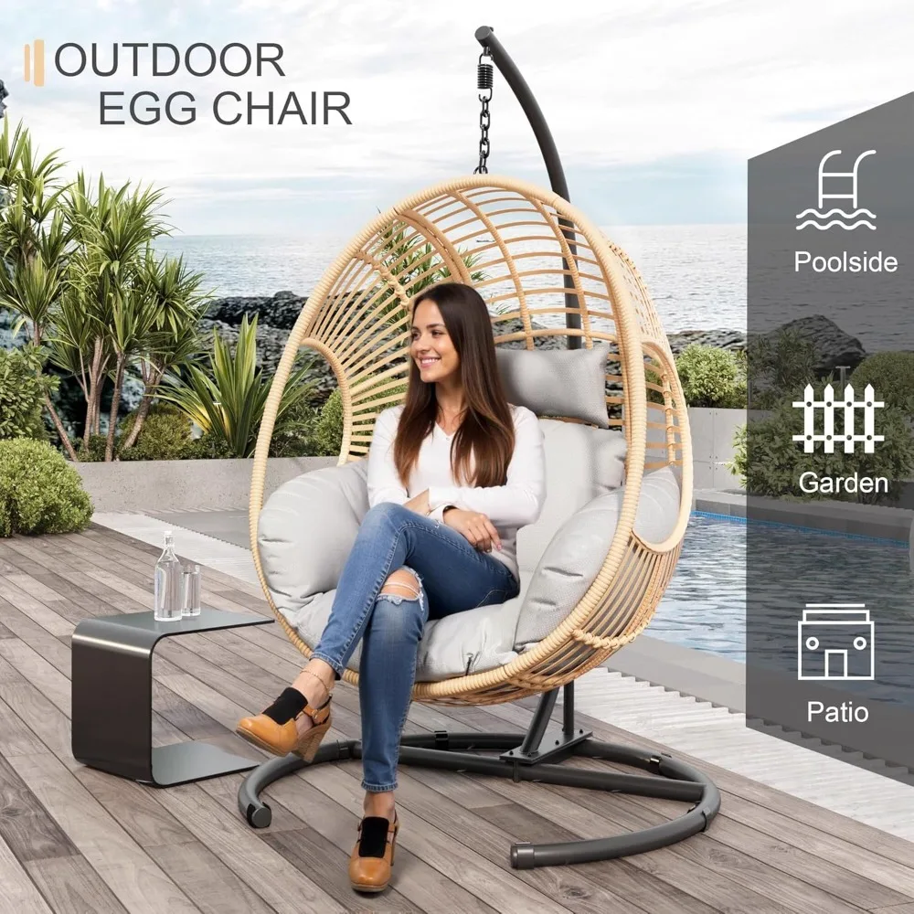 Oversized Hanging Egg Chair – Indoor/Outdoor Wicker Swing with Stand, 400lbs Capacity for Bedroom, Patio, Garden
Oversized Hanging Egg Chair – Indoor/Outdoor Wicker Swing with Stand, 400lbs Capacity for Bedroom, Patio, Garden