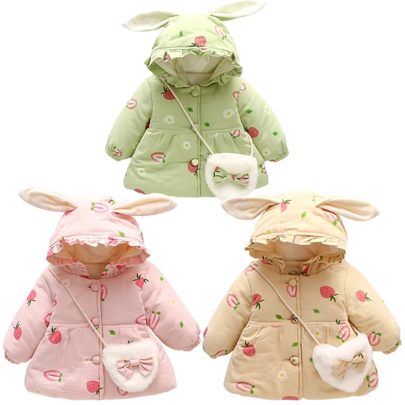 6-36 Month Baby Girls Coat Winter Thick Warm Newborn Clothes Cute Rabbit Ears Sweet Strawberry Printed Baby Jacket Birthday Gift
6-36 Month Baby Girls Coat Winter Thick Warm Newborn Clothes Cute Rabbit Ears Sweet Strawberry Printed Baby Jacket Birthday Gift