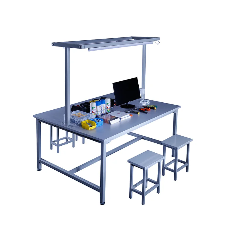 New double-sided workbench with light stand for warehouse
New double-sided workbench with light stand for warehouse