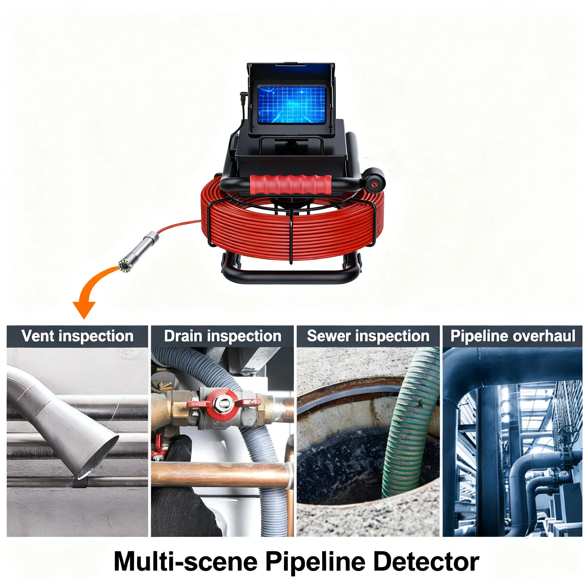 Sewer Pipe Inspection Camera IP68 Waterproof Industrial Endoscope with 5600mAh Battery HD 1000TVL Camera DVR 17MM
Sewer Pipe Inspection Camera IP68 Waterproof Industrial Endoscope with 5600mAh Battery HD 1000TVL Camera DVR 17MM