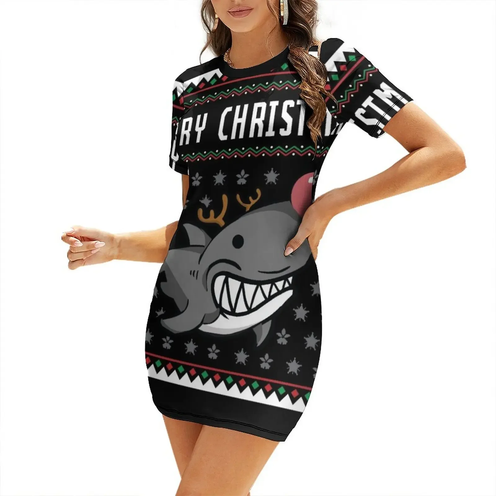 Reindeer Shark Ugly Christmas Sweater for Kids Short-Sleeved Dress women evening dress Dress
Reindeer Shark Ugly Christmas Sweater for Kids Short-Sleeved Dress women evening dress Dress