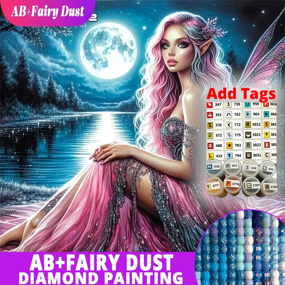 AB Fairy Dust Woman Diamond Embroidery Portrait Mosaic Elf Suitable For Beginners DIY Moon Painting Seaside Home Decoration
AB Fairy Dust Woman Diamond Embroidery Portrait Mosaic Elf Suitable For Beginners DIY Moon Painting Seaside Home Decoration