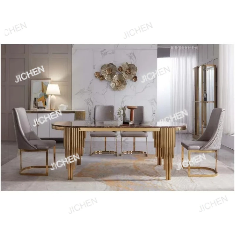 Современный обеденный гарнитур из нержавеющей стали для ресторана, свадебный обеденный набор с 6 стульями, предоплата
Современный обеденный гарнитур из нержавеющей стали для ресторана, свадебный обеденный набор с 6 стульями, предоплата