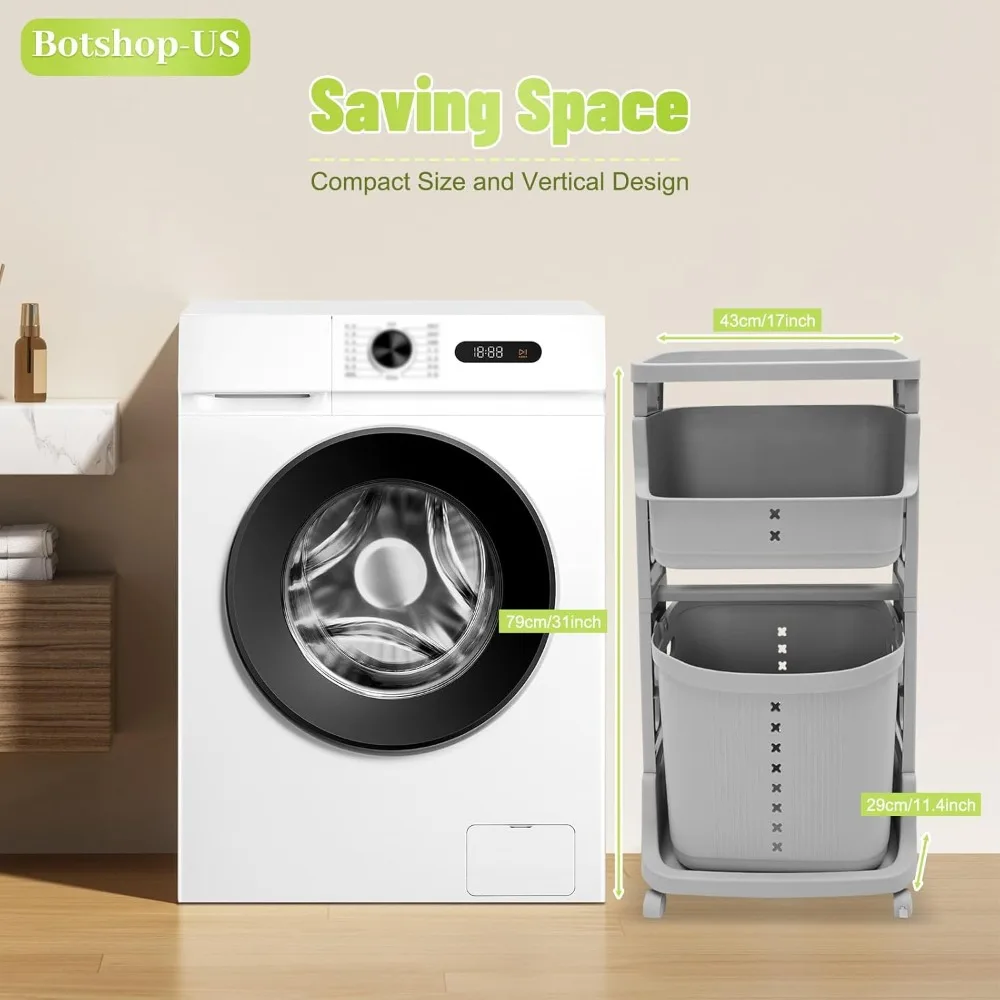Laundry Hamper Basket 2 Tier Movable Rolling Cart Clothes Storage Organizer Portable Stackable Plastic Dirty Clothes Sorter
Laundry Hamper Basket 2 Tier Movable Rolling Cart Clothes Storage Organizer Portable Stackable Plastic Dirty Clothes Sorter
