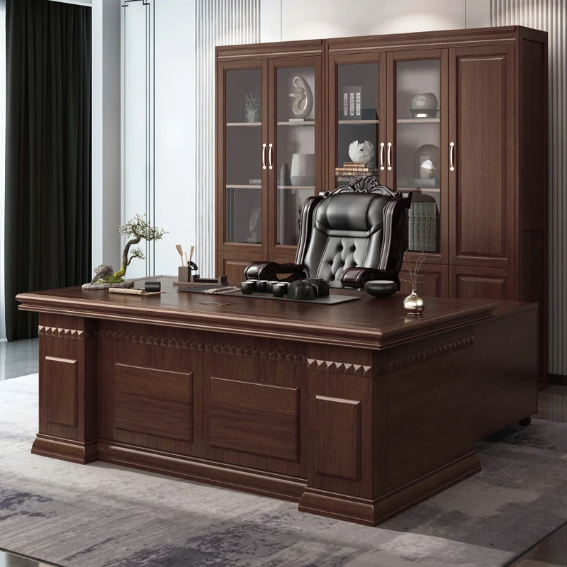 Solid wood boss office desk and chairs simple modern president desk office furniture new Chinese class desk
Solid wood boss office desk and chairs simple modern president desk office furniture new Chinese class desk