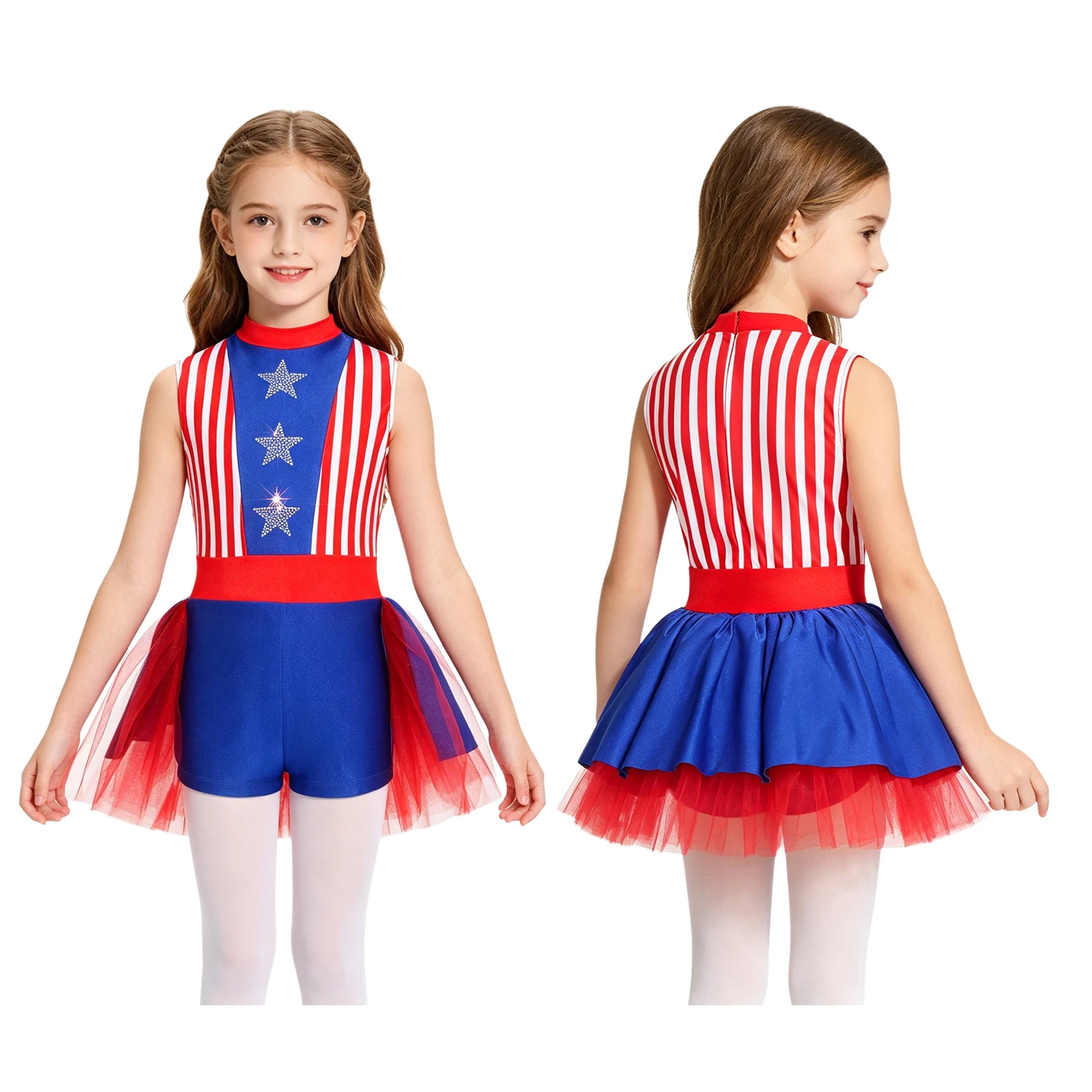Ballet Dance Leotard Ruffled Sleeve Tulle Dress America Flag Costume USA Independence Day Carnival Holiday Patriotic Performace
Ballet Dance Leotard Ruffled Sleeve Tulle Dress America Flag Costume USA Independence Day Carnival Holiday Patriotic Performace