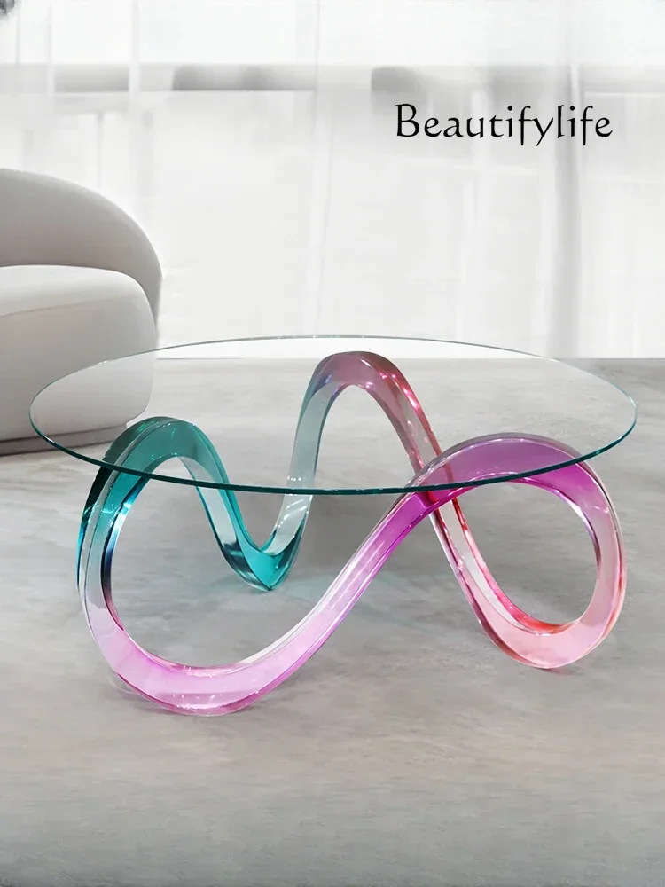 Creative Tempered Glass Light Luxury round Tea Table Modern Living Room Home Transparent Resin Tea Table
Creative Tempered Glass Light Luxury round Tea Table Modern Living Room Home Transparent Resin Tea Table