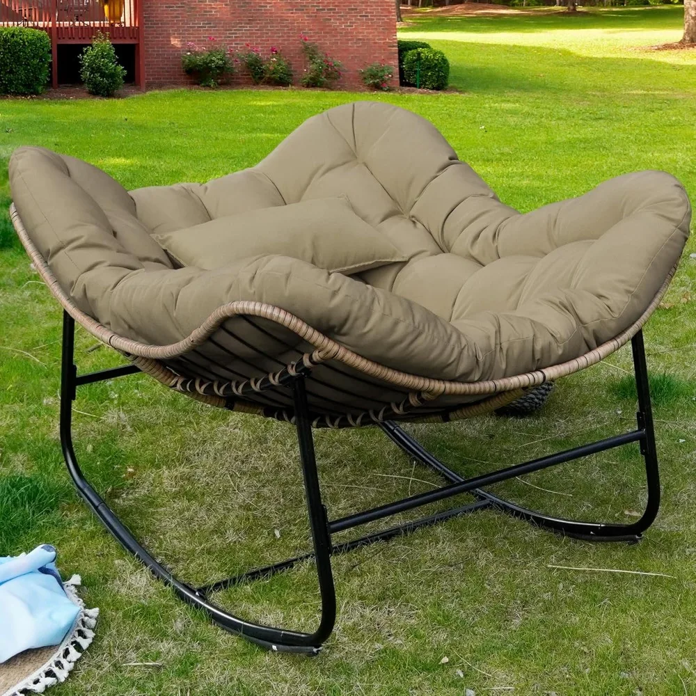 Papasan Rocking Chair, Oversized Patio Papasan Chairs Indoor with Cushion & Pillow, Egg-Shaped Rocking Chair Outdoor, All-Weathe
Papasan Rocking Chair, Oversized Patio Papasan Chairs Indoor with Cushion & Pillow, Egg-Shaped Rocking Chair Outdoor, All-Weathe