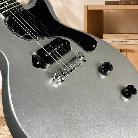 Silver LP00S Electric Guitar P90 Pickup Mahogany Body Black Pickguard Ideal Gift Beginners Free Delivery