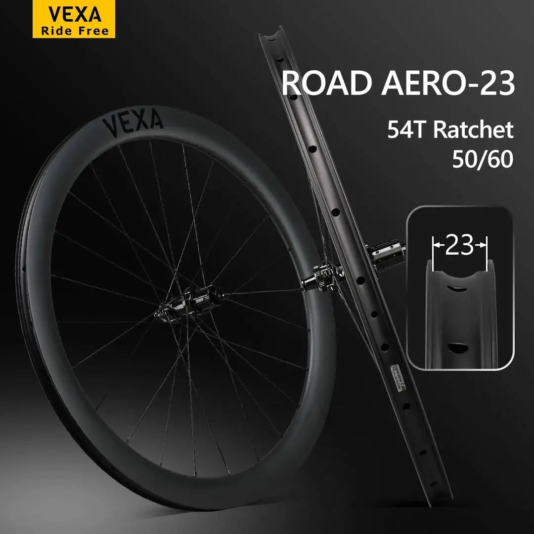 VEXA Road Aero - 23 Disc Road Carbon Wheelset 54T Ratchet Hub Tubeless 23mm Inner Width Pillar 1423 Spokes Carbon Fiber Wheelset
VEXA Road Aero - 23 Disc Road Carbon Wheelset 54T Ratchet Hub Tubeless 23mm Inner Width Pillar 1423 Spokes Carbon Fiber Wheelset