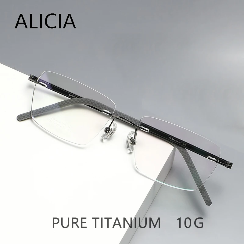 ALICIA Fashion Luxury Rimless Glasses Super Light Pure Titanium Eyewear Optical Prescription Frames Woman Men 6075
ALICIA Fashion Luxury Rimless Glasses Super Light Pure Titanium Eyewear Optical Prescription Frames Woman Men 6075