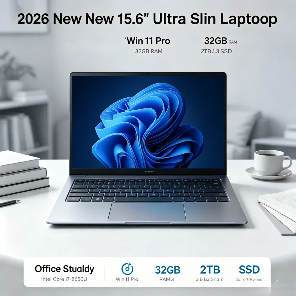 2026 New 15.6" Ultra Slim Laptop Intel i7-8650U Win11 Pro 32GB RAM 2TB M.2 SSD Ideal For Office And Study
2026 New 15.6" Ultra Slim Laptop Intel i7-8650U Win11 Pro 32GB RAM 2TB M.2 SSD Ideal For Office And Study