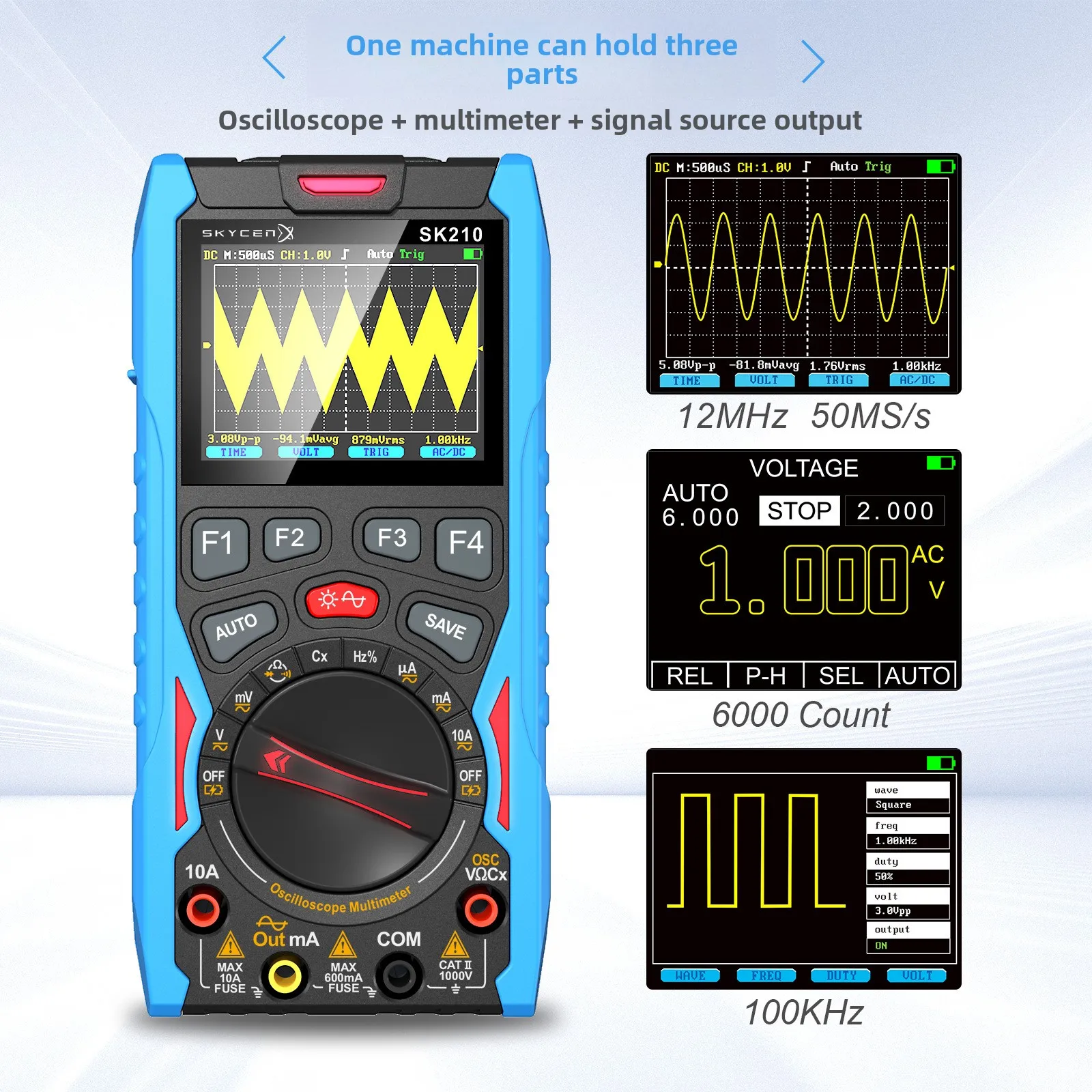 SK210 Ручной цифровой осциллометр 3-в-1 с полосой пропускания 12 м Высокопроизводительный портативный мультиметр Сигнал Автоматический ремонт
SK210 Ручной цифровой осциллометр 3-в-1 с полосой пропускания 12 м Высокопроизводительный портативный мультиметр Сигнал Автоматический ремонт
