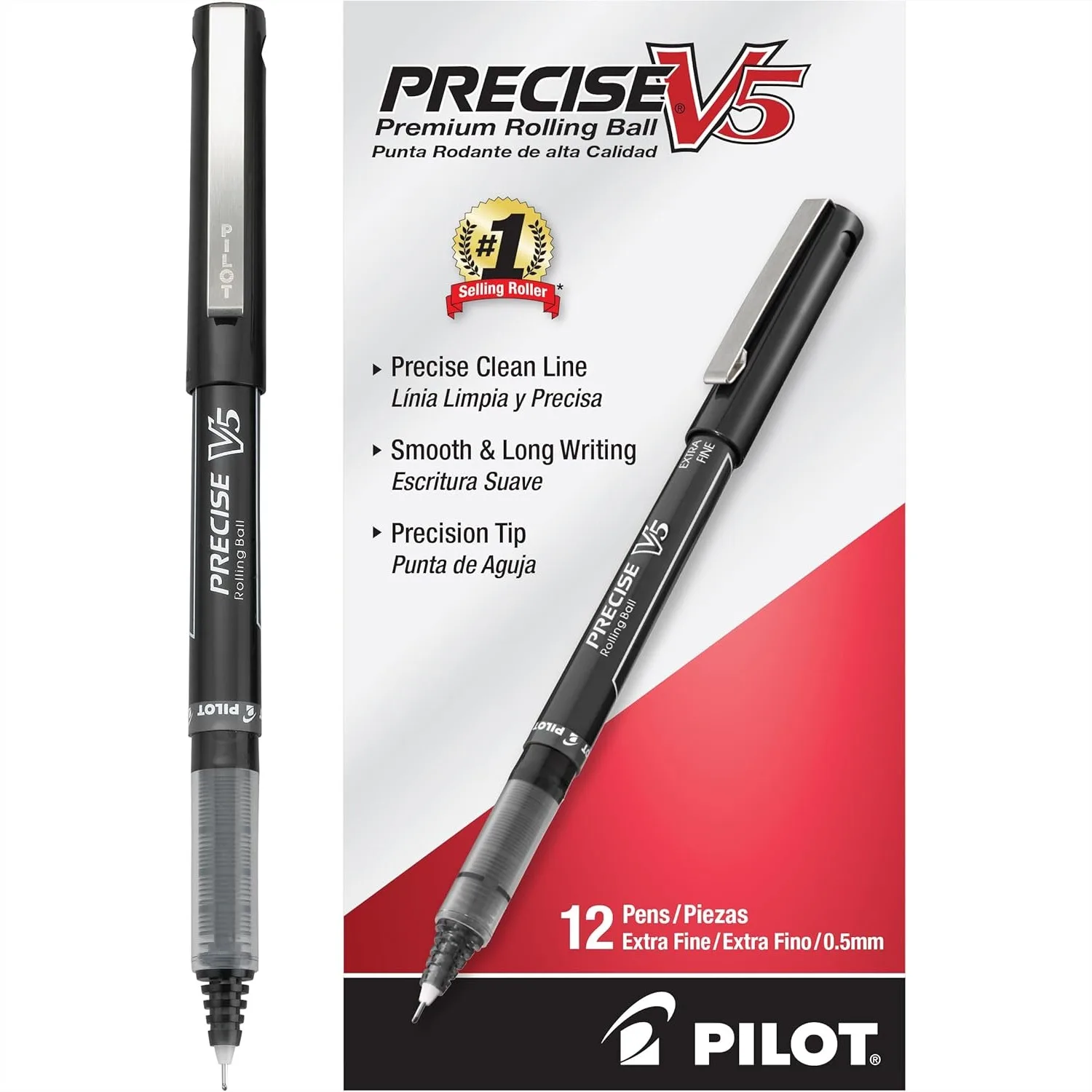 Pilot Precise V5 Rollerball Pens, Extra Fine 0.5mm Black, 12-Pack for School, Journaling & Office
Pilot Precise V5 Rollerball Pens, Extra Fine 0.5mm Black, 12-Pack for School, Journaling & Office