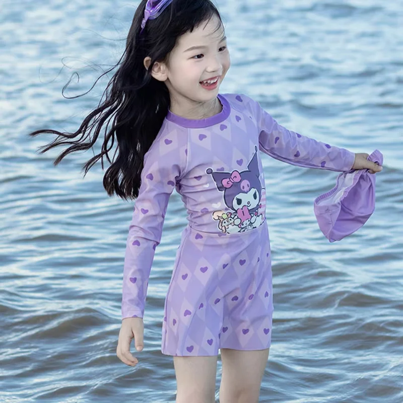 Sanrio Kuromi My Melody Girl Kids Piece Swimsuit Anime Kawaii Cinnamoroll Children Professional Quick-Drying Sunscreen Beachwear
Sanrio Kuromi My Melody Girl Kids Piece Swimsuit Anime Kawaii Cinnamoroll Children Professional Quick-Drying Sunscreen Beachwear