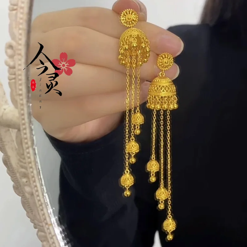 24K Gold Jellyfish Tassel Earrings for Women, AU999 Pure Gold, Graceful & Stylish
24K Gold Jellyfish Tassel Earrings for Women, AU999 Pure Gold, Graceful & Stylish