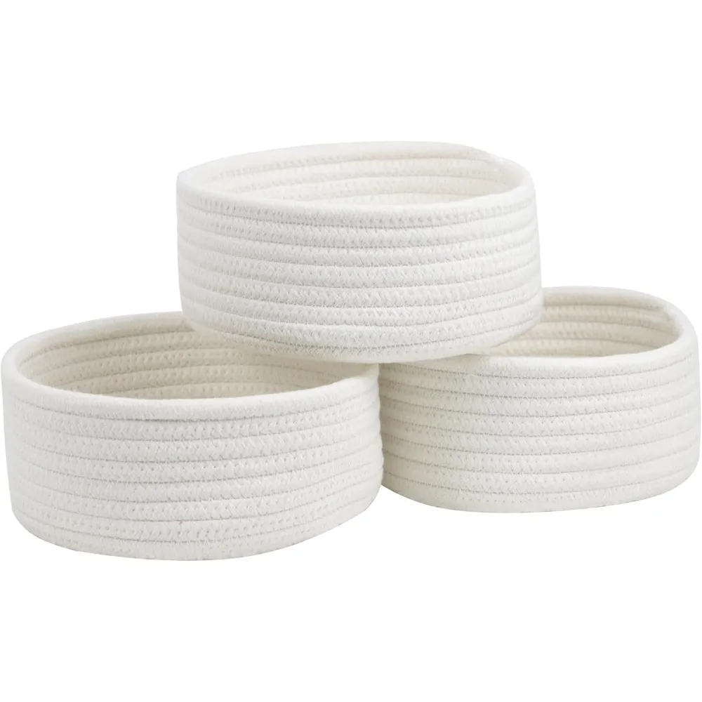 Set of Three Small Woven Cotton Rope Baskets for Organizing Bathroom Decor Boho Round Storage
Set of Three Small Woven Cotton Rope Baskets for Organizing Bathroom Decor Boho Round Storage