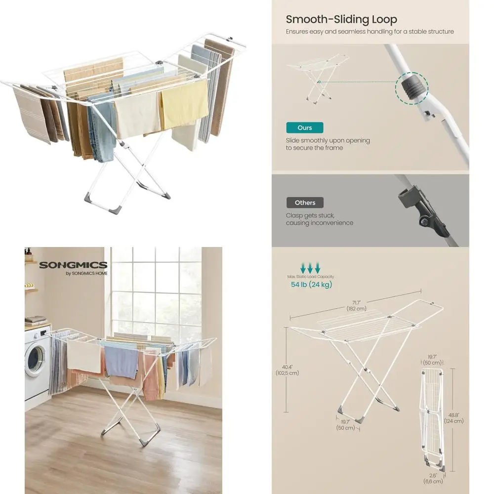 Space-Saving Metal Folding Laundry Rack, 4 Wing Dryer for Indoor/Outdoor, White ULLR541W01
Space-Saving Metal Folding Laundry Rack, 4 Wing Dryer for Indoor/Outdoor, White ULLR541W01