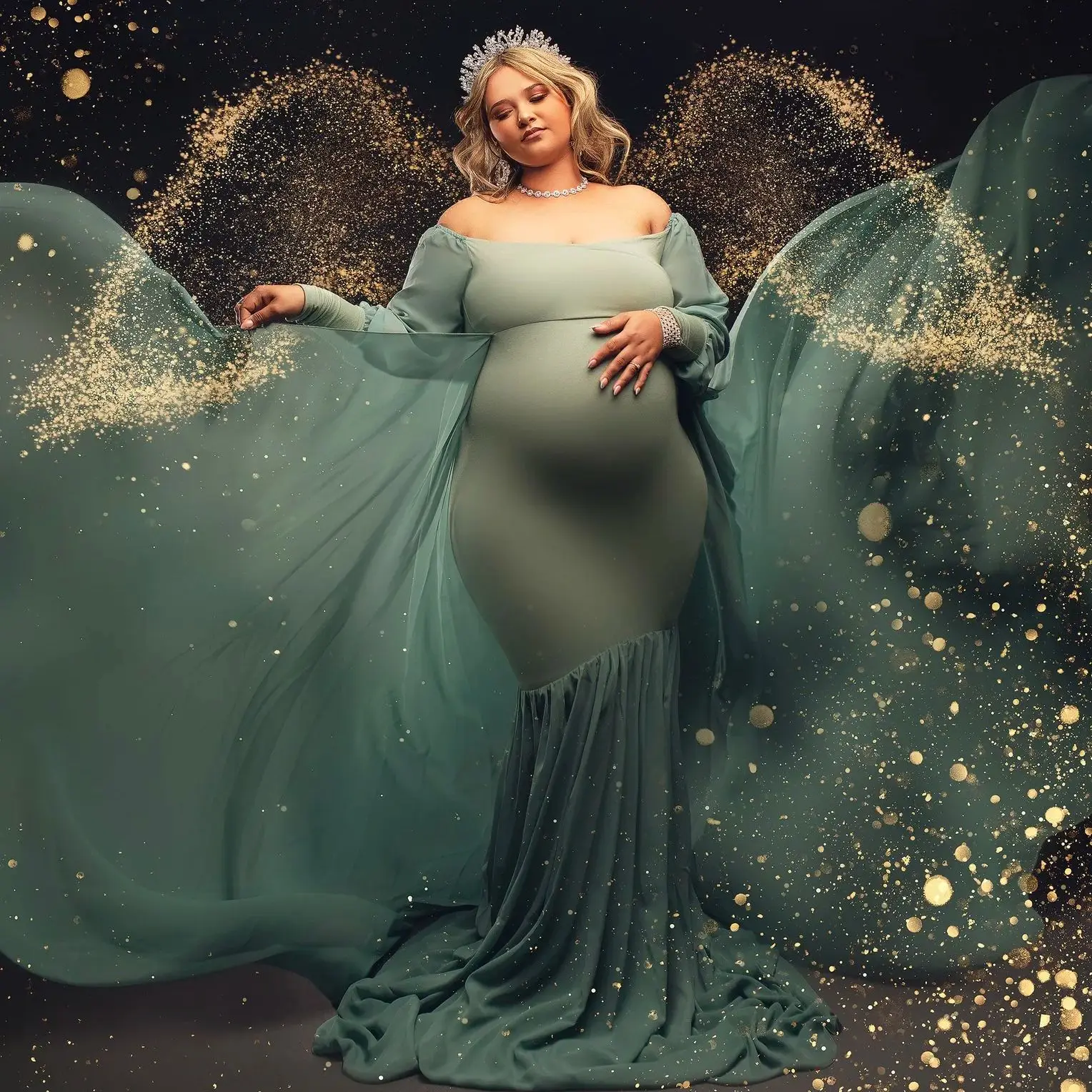 Mint Green Mermaid Maternity Gowns Customized Off The Shoulder Formal Pregnant Prom Dress with Train Long Babyshower Gowns
Mint Green Mermaid Maternity Gowns Customized Off The Shoulder Formal Pregnant Prom Dress with Train Long Babyshower Gowns