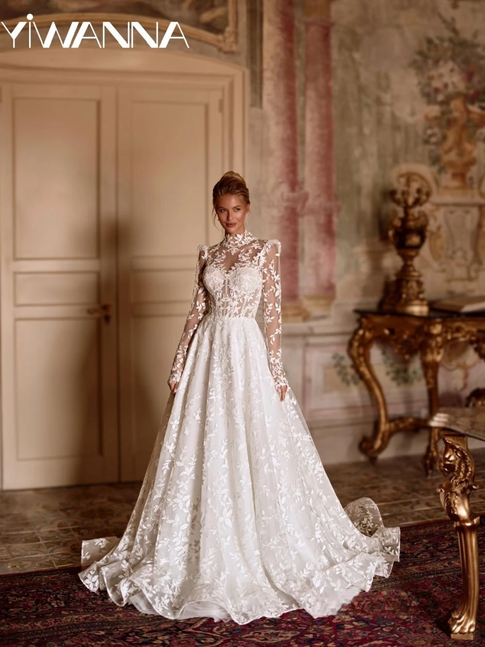 Modest Lace Appliques A-line Wedding Dress Sequined Illusion Long Sleeve Bridal Gown Customized Charming Dresses For Bride
Modest Lace Appliques A-line Wedding Dress Sequined Illusion Long Sleeve Bridal Gown Customized Charming Dresses For Bride
