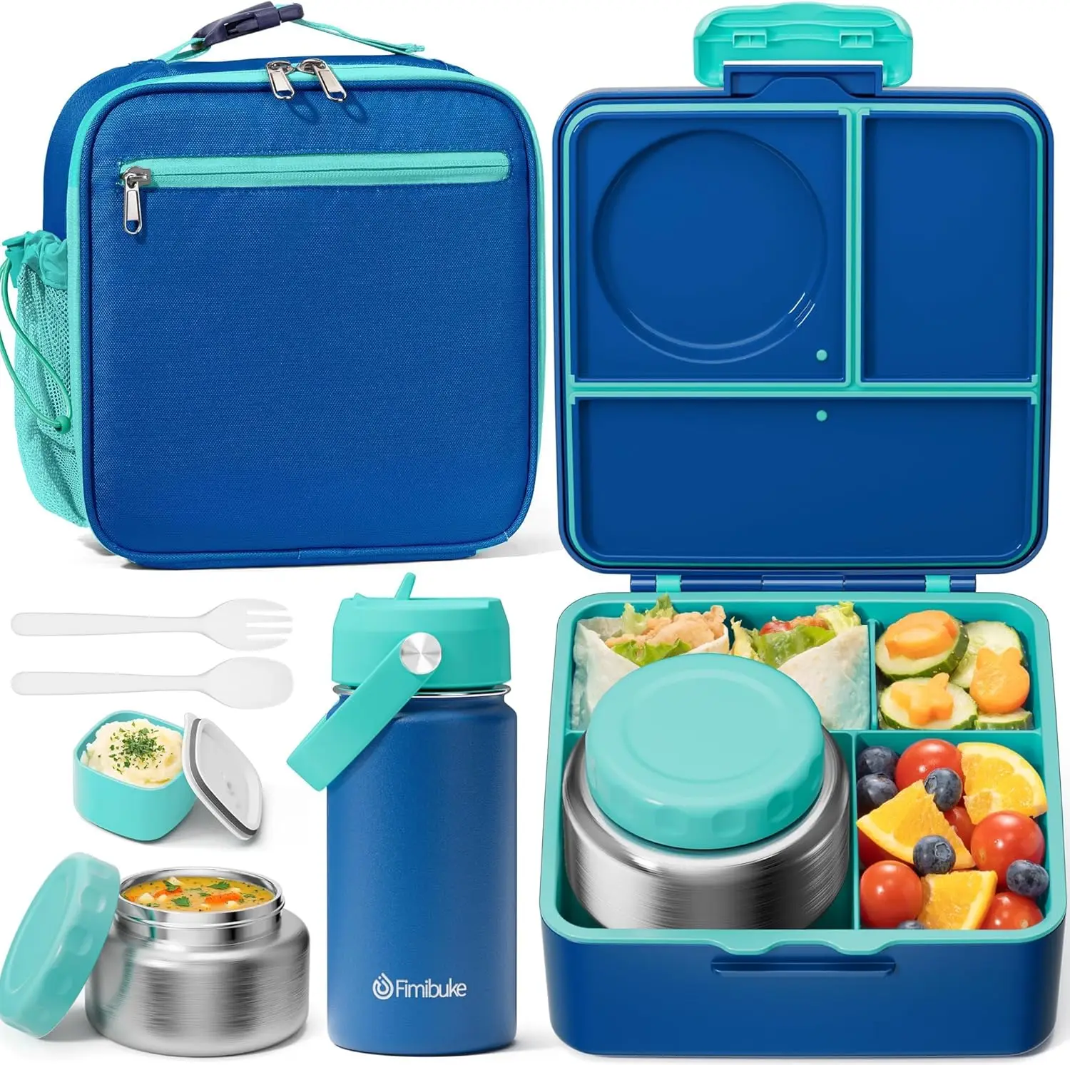 Kids Bento Lunch Box Set with Insulated Food Jar, Leakproof Container, Lunch Bag & Water Bottle for School
Kids Bento Lunch Box Set with Insulated Food Jar, Leakproof Container, Lunch Bag & Water Bottle for School