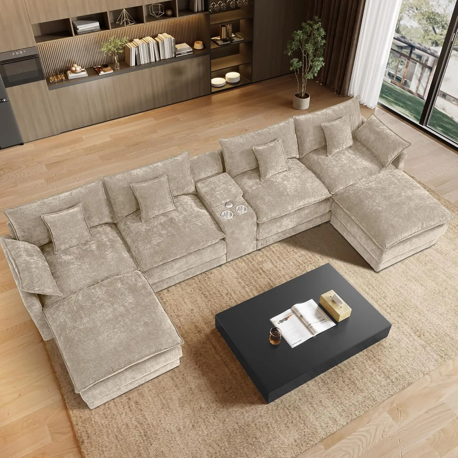 145" U Shaped Cloud Couch Sectional Modular Sofa Set for Living Room Oversized Modern Fluffy Sectional Couches, Customized
145" U Shaped Cloud Couch Sectional Modular Sofa Set for Living Room Oversized Modern Fluffy Sectional Couches, Customized