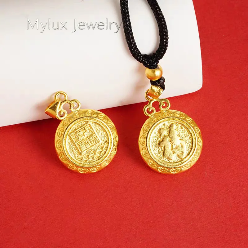 Mylux Jewelry Unisex 24K Gold (AU999) Double-Sided Blessings Disk Pendant | Double-sided carving, hammered brocade with titanium
Mylux Jewelry Unisex 24K Gold (AU999) Double-Sided Blessings Disk Pendant | Double-sided carving, hammered brocade with titanium