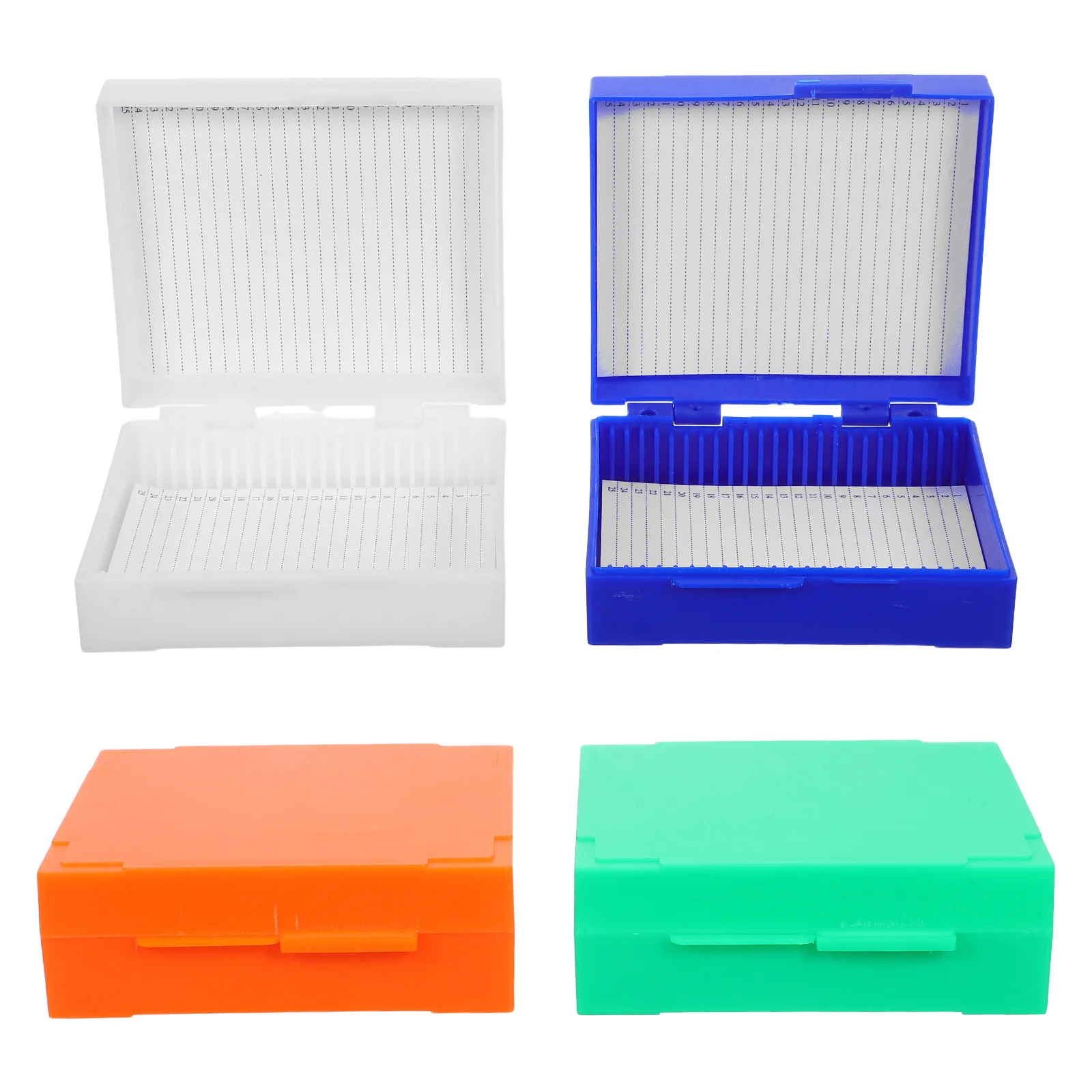 4pcs Plastic Microscope Slide Storage Box 3.73X3.14X1.18In Portable Lab Samples Holder Reusable Specimen Case For School 
4pcs Plastic Microscope Slide Storage Box 3.73X3.14X1.18In Portable Lab Samples Holder Reusable Specimen Case For School
