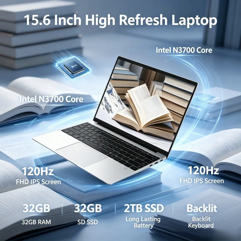 120Hz High Refresh IPS Display 15.6 Inch Laptop Intel N3700 32GB Large RAM 2TB SSD Big Capacity Battery With Backlit Keyboard
120Hz High Refresh IPS Display 15.6 Inch Laptop Intel N3700 32GB Large RAM 2TB SSD Big Capacity Battery With Backlit Keyboard