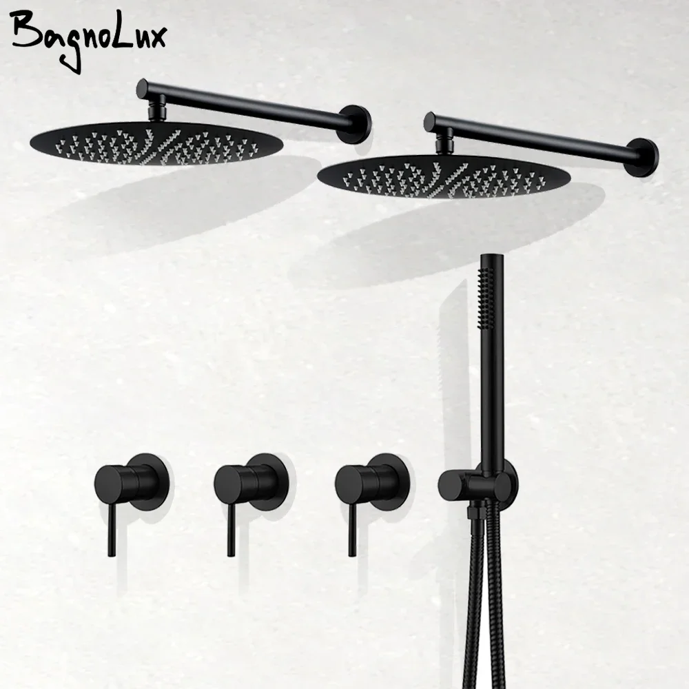 8-12 Inch Double Shower Head Brushed Rose Gold Shower Mixer 3 Concealed Handles Wall Mounted Hot & Cold Wall Mounted Tap
8-12 Inch Double Shower Head Brushed Rose Gold Shower Mixer 3 Concealed Handles Wall Mounted Hot & Cold Wall Mounted Tap