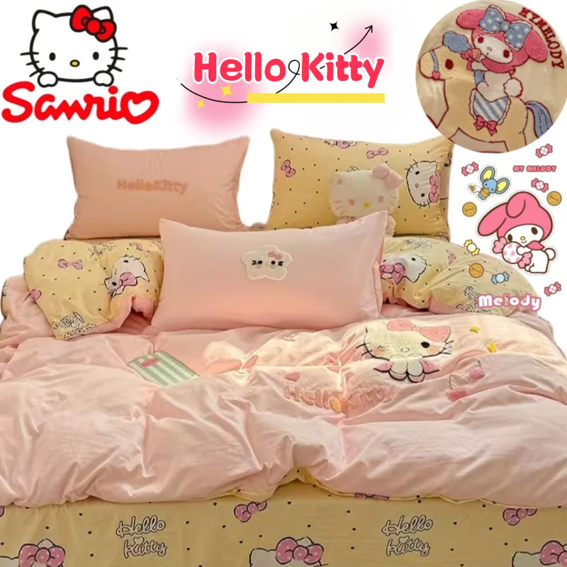 Новый Sanrio Hello Kitty My Melody Kuromi Cinnamoroll Pochacco, состоящий из четырех частей, креативное дорожное домашнее постельное белье с принтом «сделай сам», товары
Новый Sanrio Hello Kitty My Melody Kuromi Cinnamoroll Pochacco, состоящий из четырех частей, креативное дорожное домашнее постельное белье с принтом «сделай сам», товары