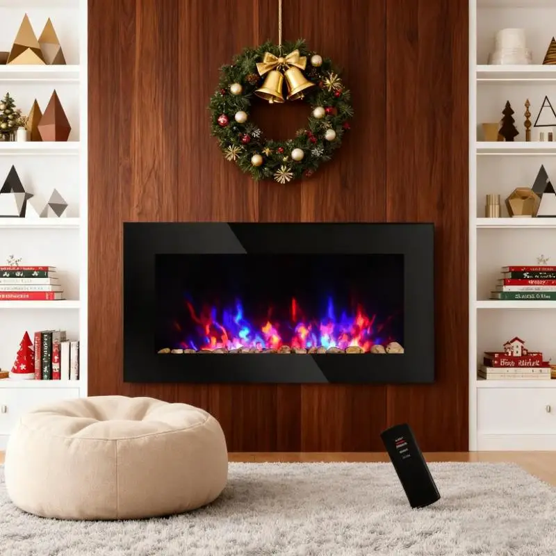 Электрический настенный камин с эффектом пламени, 7-цветное фоновое освещение и боковое освещение
Электрический настенный камин с эффектом пламени, 7-цветное фоновое освещение и боковое освещение