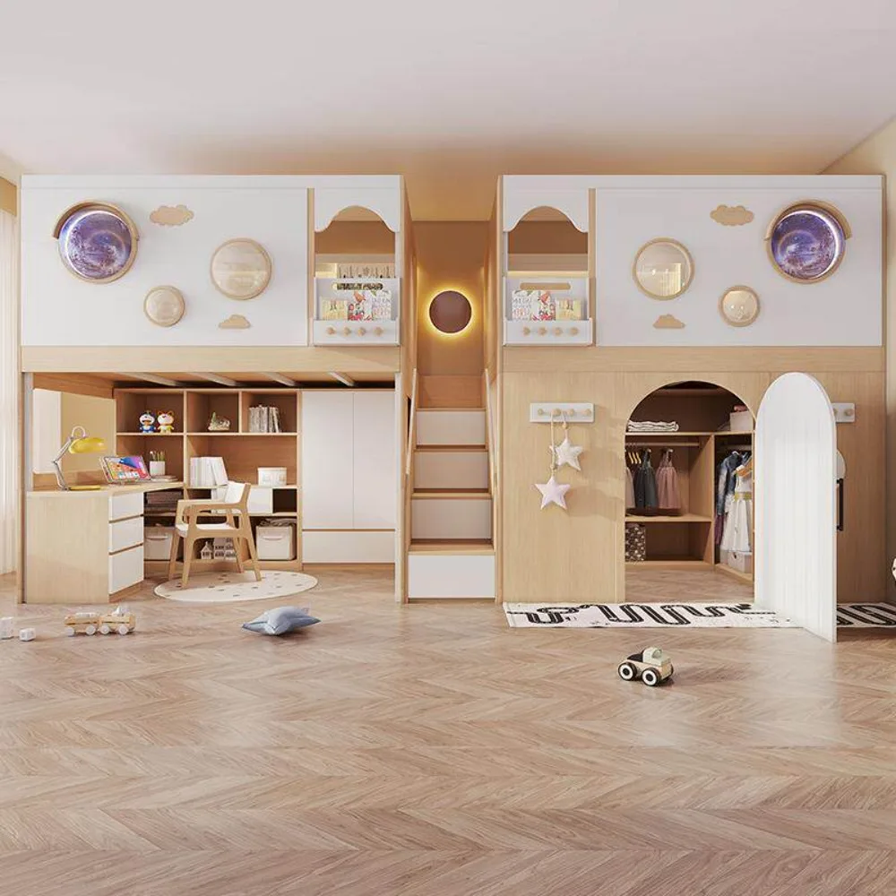 Space Capsule Bunk Bed with Desk and Wardrobe Separated High Sleeper Twin Bed Frame Space Saving Furniture for Kids Bedroom
Space Capsule Bunk Bed with Desk and Wardrobe Separated High Sleeper Twin Bed Frame Space Saving Furniture for Kids Bedroom