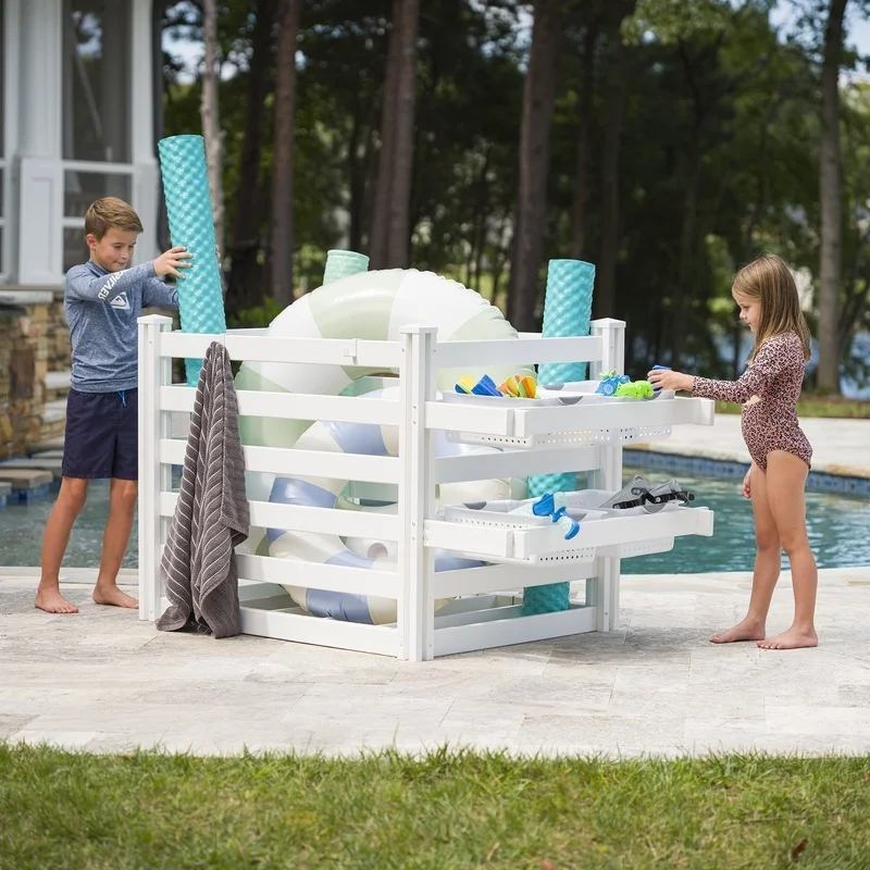 Freestanding Pool Float Storage Organizer Vinyl Outdoor Toy Enclosure with Moveable Hooks and Basket Holders Pool Lake Beach
Freestanding Pool Float Storage Organizer Vinyl Outdoor Toy Enclosure with Moveable Hooks and Basket Holders Pool Lake Beach