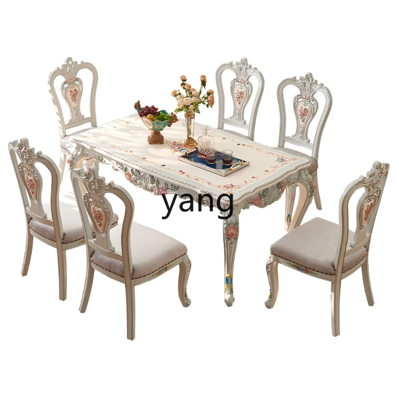 LMM Rectangle Painted Rose French Home Restaurant High-end Eating Table and Chair Set
LMM Rectangle Painted Rose French Home Restaurant High-end Eating Table and Chair Set