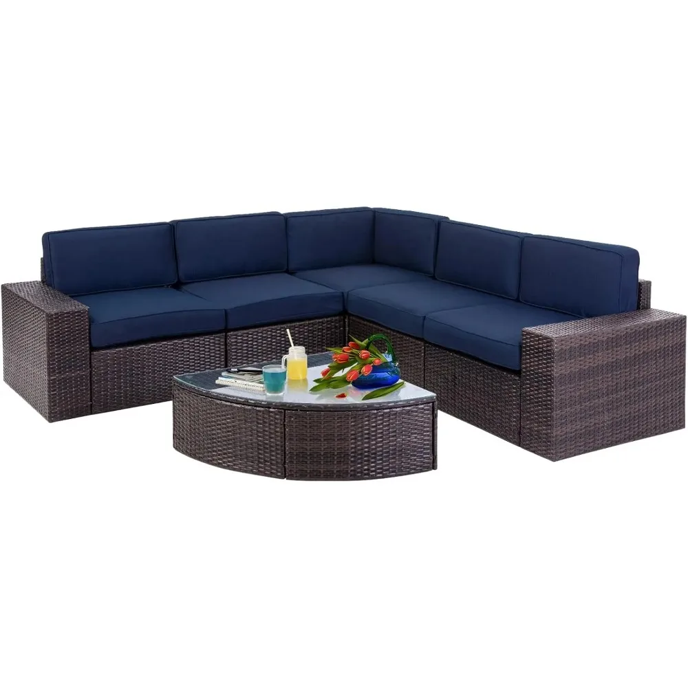 6-PCs Outdoor Furniture Sofa Set,All-Weather Wicker Sectional Couch,Patio Conversation Sets with Glass Table,Washable Cushions
6-PCs Outdoor Furniture Sofa Set,All-Weather Wicker Sectional Couch,Patio Conversation Sets with Glass Table,Washable Cushions