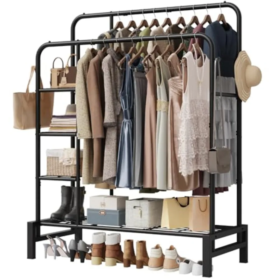 Clothes Rack for Hanging Clothes, Double Rods Clothing Rack with 3 Tier Storage Shelves, Multifunctional Heavy Duty Garment Rac
Clothes Rack for Hanging Clothes, Double Rods Clothing Rack with 3 Tier Storage Shelves, Multifunctional Heavy Duty Garment Rac