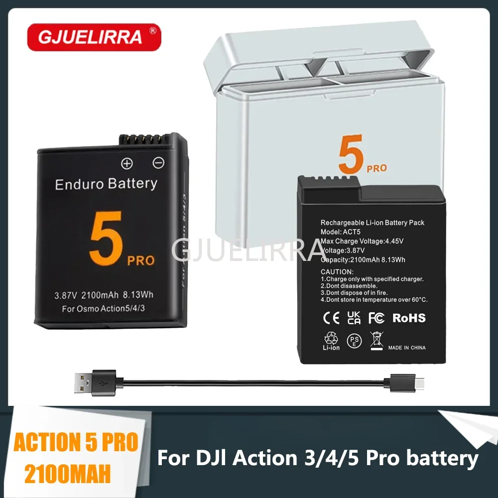 For DJI Osmo Action 5 Pro Action 4 Camera Battery 2100mAh Battery and 2 Slots Fast Charger for DJI Action 3 4 5 Pro Accessories
For DJI Osmo Action 5 Pro Action 4 Camera Battery 2100mAh Battery and 2 Slots Fast Charger for DJI Action 3 4 5 Pro Accessories