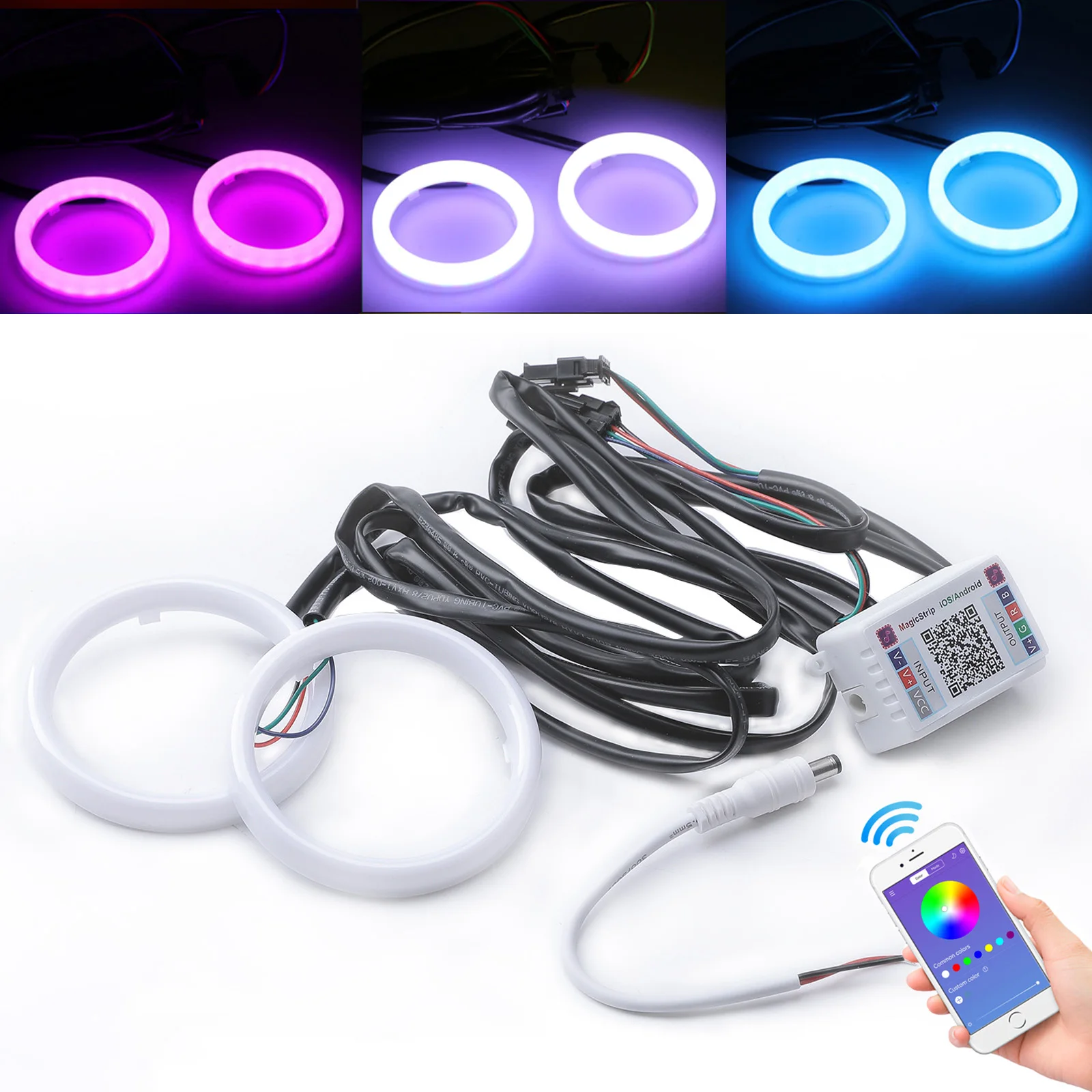 LED Headlights Cotton RGB Angel Eyes Halo Rings DRL Running Lights for LED Projector Lens APP Control 60mm 70mm 80mm 90mm 100mm
LED Headlights Cotton RGB Angel Eyes Halo Rings DRL Running Lights for LED Projector Lens APP Control 60mm 70mm 80mm 90mm 100mm