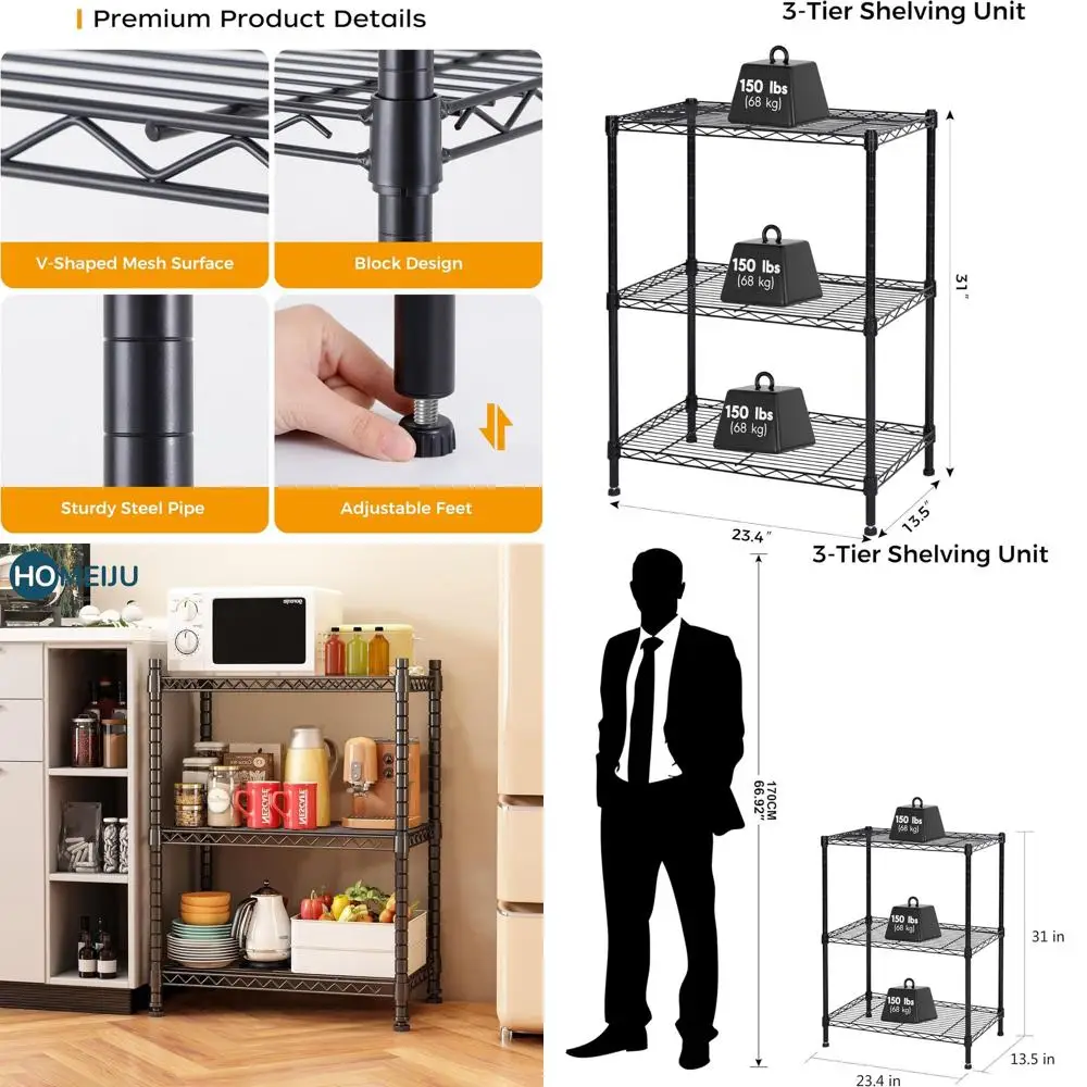 Регулируемая по высоте металлическая стеллажная система для хранения, 13.5D x 23.4W x 31H, для дома, кухни, офиса, кладовой и гаража
Регулируемая по высоте металлическая стеллажная система для хранения, 13.5D x 23.4W x 31H, для дома, кухни, офиса, кладовой и гаража