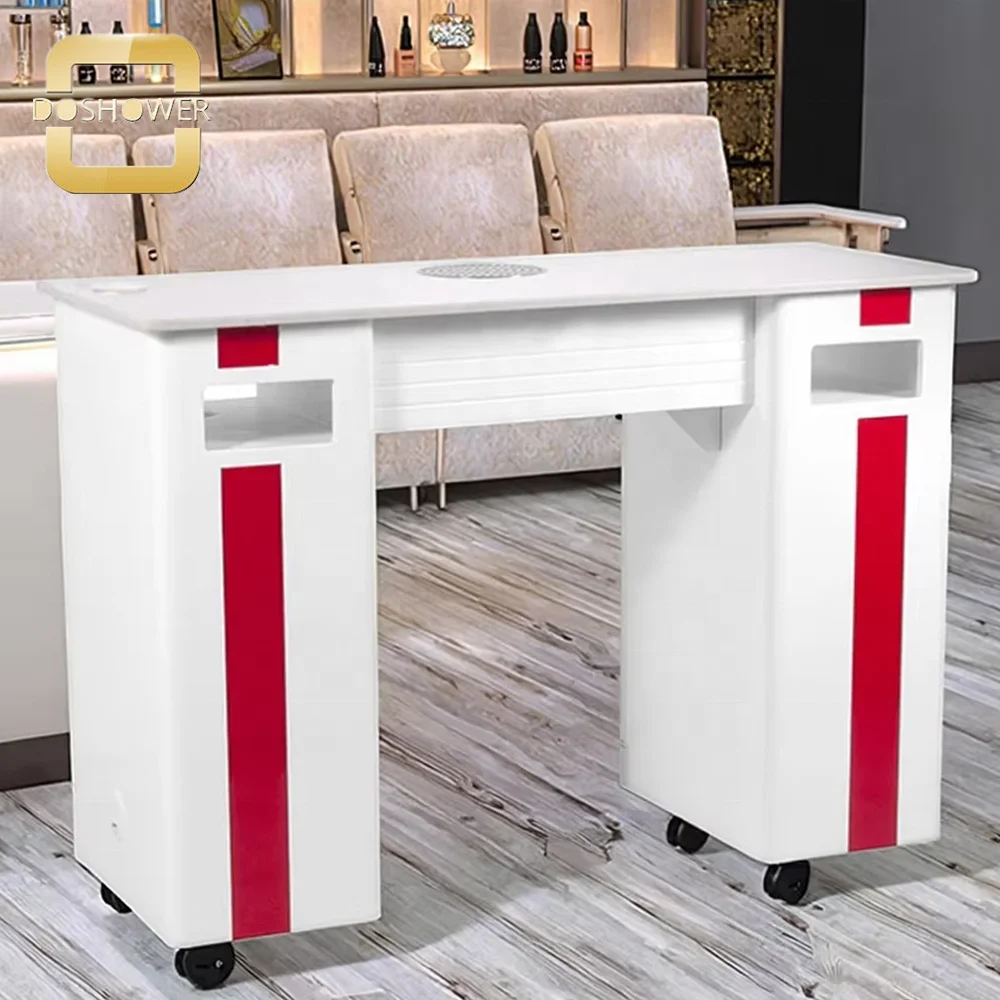 White Red Vented Manicure Nail Table with Pedicure Double Cabinet Nail Table for Salon Durable Luxury Manicure Table Supplier
White Red Vented Manicure Nail Table with Pedicure Double Cabinet Nail Table for Salon Durable Luxury Manicure Table Supplier
