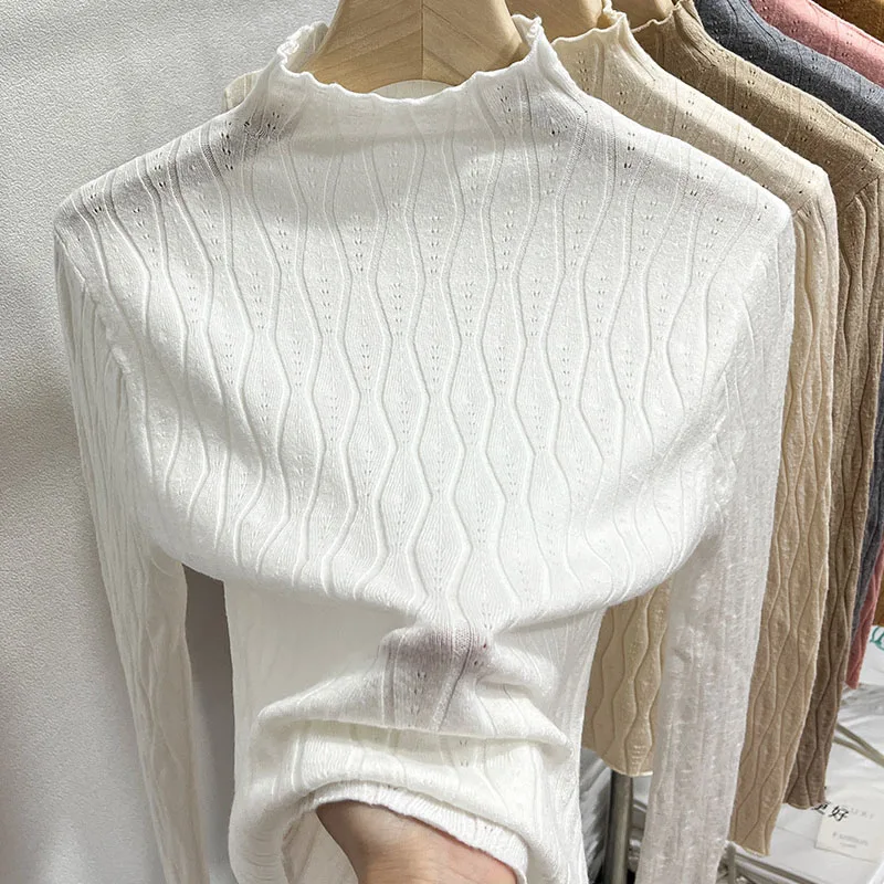 Sweaters Hollow Out Knitted Sweater Women Pullovers New Mock Neck Long Sleeve Knit Sweater Pullover Women Tops Knitwears Q3292
Sweaters Hollow Out Knitted Sweater Women Pullovers New Mock Neck Long Sleeve Knit Sweater Pullover Women Tops Knitwears Q3292