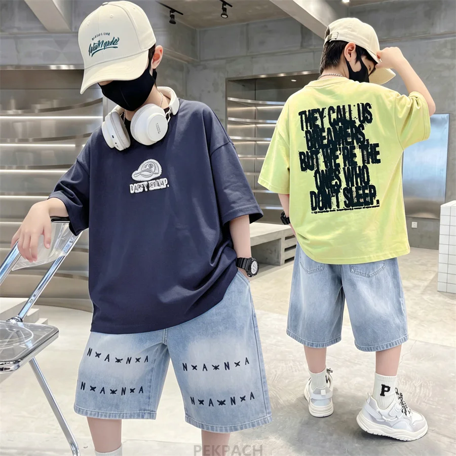 Big Boys Junior School Clothing Set with Letter Print New Summer Wear for Kids Child Cotton Clothes Suit Casual Tracksuit 6-16Y
Big Boys Junior School Clothing Set with Letter Print New Summer Wear for Kids Child Cotton Clothes Suit Casual Tracksuit 6-16Y