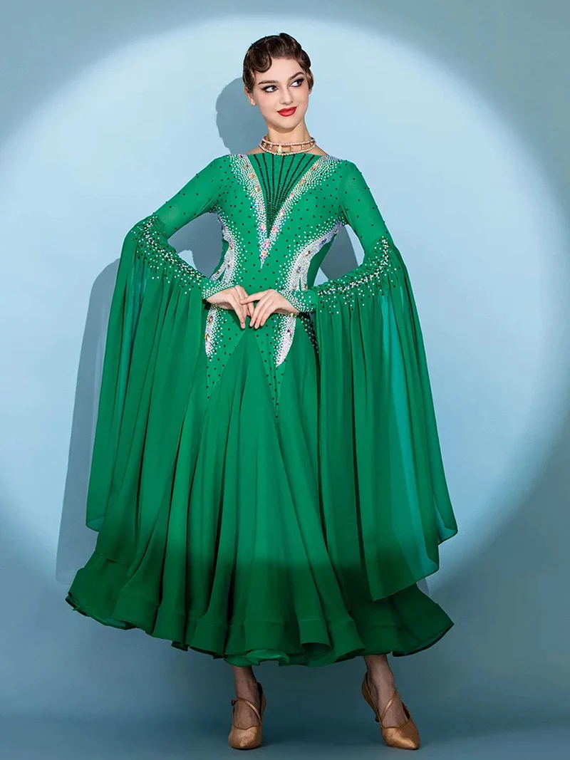 Standard Waltz Dance Dress Advanced Green Shiny Diamond Tango Ballroom Competition Dancing Costume Women Ballroom Dance Dresses
Standard Waltz Dance Dress Advanced Green Shiny Diamond Tango Ballroom Competition Dancing Costume Women Ballroom Dance Dresses