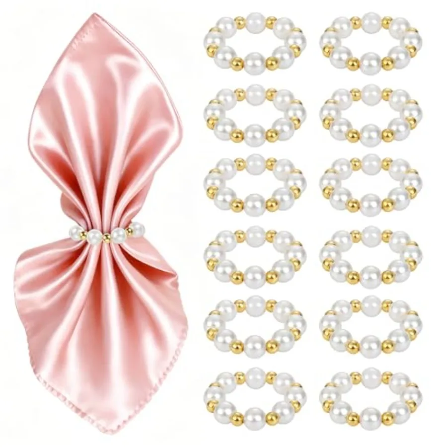 Pearl Napkin Rings Set of 12, Handmade Imitation Pearl Napkin Rings, Napkin Holder Tabletop Decor for Dinning Table Setting, Pa
Pearl Napkin Rings Set of 12, Handmade Imitation Pearl Napkin Rings, Napkin Holder Tabletop Decor for Dinning Table Setting, Pa