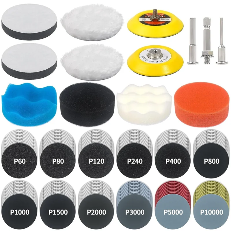 133 PCS Sanding Disc Drill Polishing Kit Sanding Attachment For Car Wood Metal MOPHE-3 Inch Wet Dry Headlight Restoration Kit
133 PCS Sanding Disc Drill Polishing Kit Sanding Attachment For Car Wood Metal MOPHE-3 Inch Wet Dry Headlight Restoration Kit